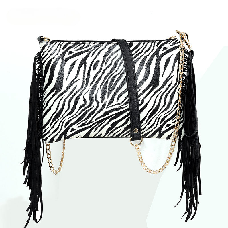 Wholesale PU Leopard Tassel Bag
